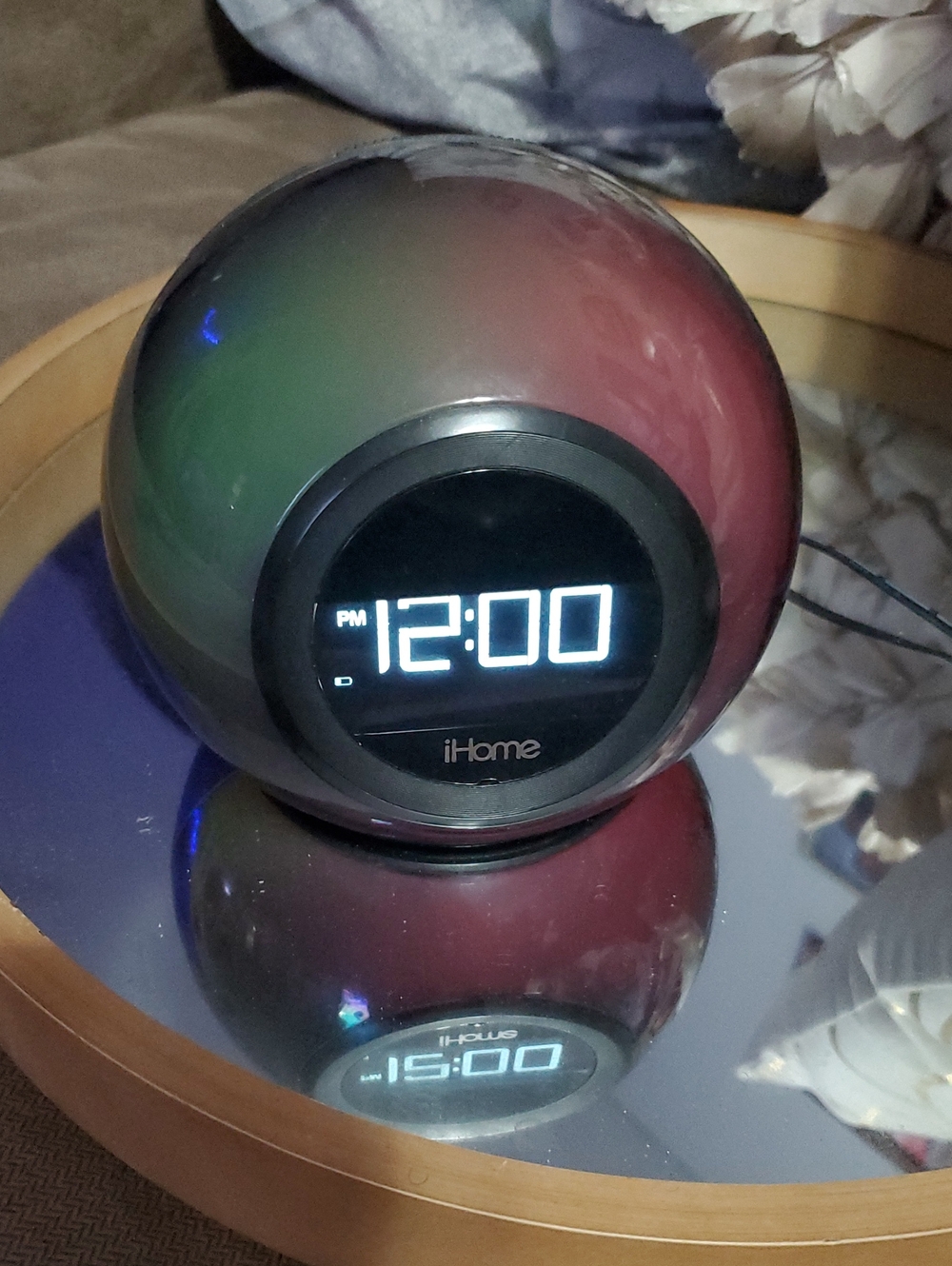 iHome Black Digital Sphere Alarm Clock with Color-Shift Glow